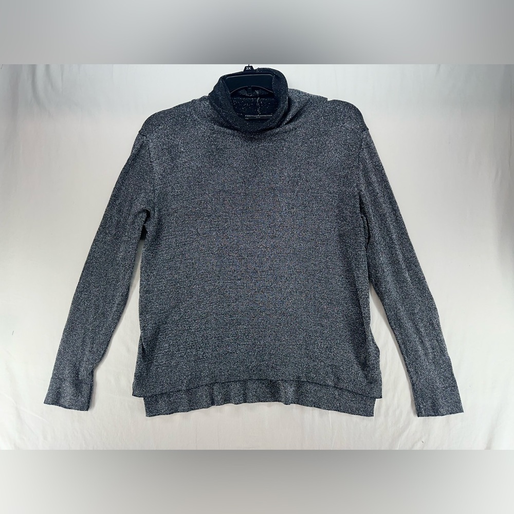 Peruvian Connection Sweater‎ Silver Sparkling Metallic Turtleneck Women’s Size L